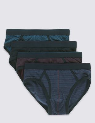 4 Pack 4-Way Stretch Cotton Cool & Fresh&trade; Feeder Striped Briefs with StayNEW&trade;